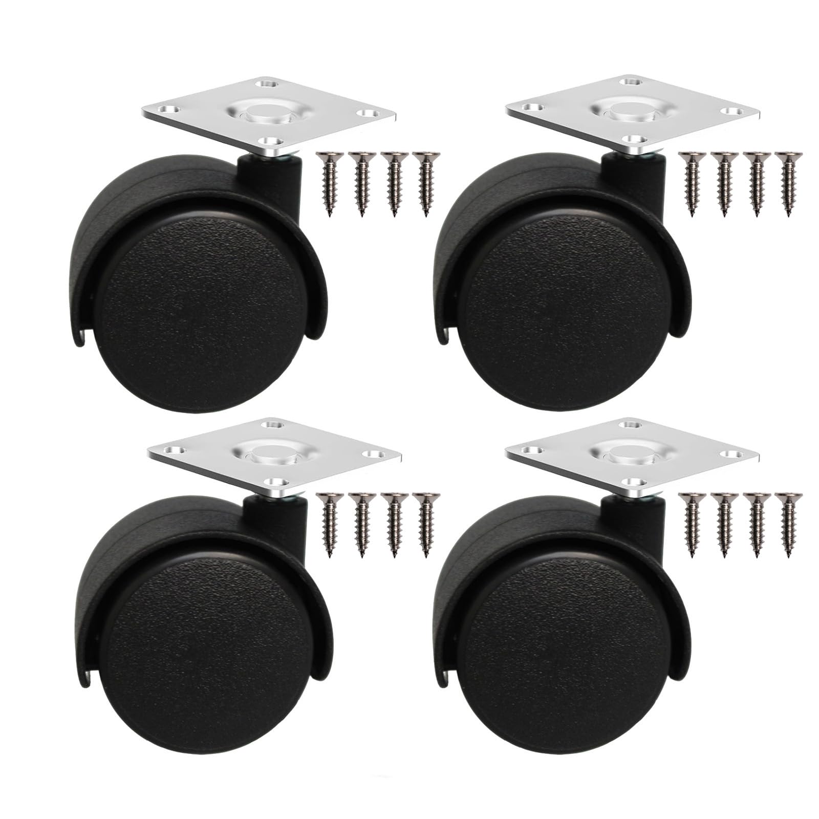 Dalyndar 1.5 Inch Caster Wheels Replacement Universal Small Swivel Rollers for Furniture Filing Cabinet Desk Table Drawer Cart Box Shelf, 4 Pack 360