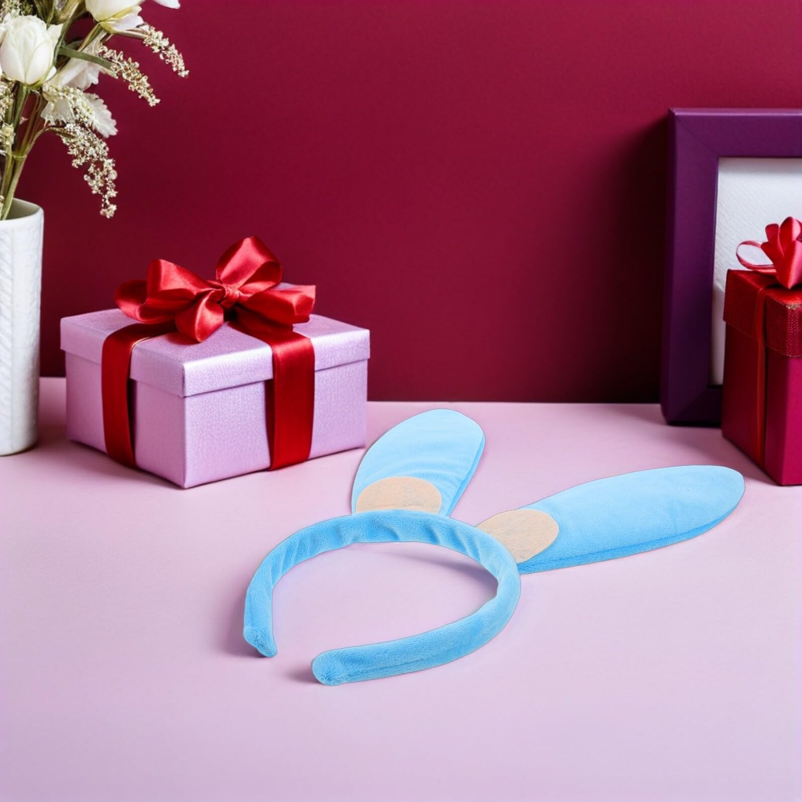 TOYANDONA Serrage-tête Oreilles de Lapin Bleu pour Fête, Accessoire de Déguisement Léger et Confortable, Bandeau Costume Lapin Carnaval, Anniversaire et Halloween