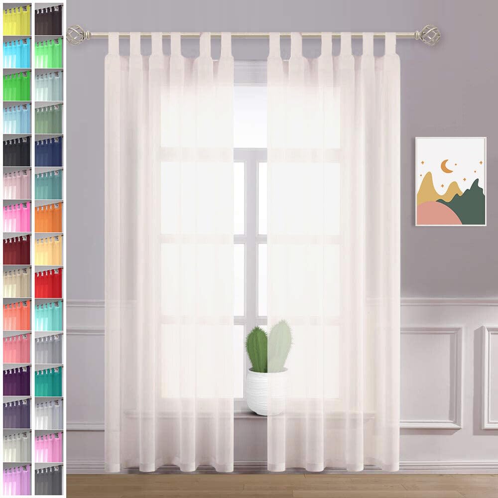 Megachest Ivory Sheer Voile Tab Top Curtain(, 56" Widex72 Drop(W142cmxh183cm))