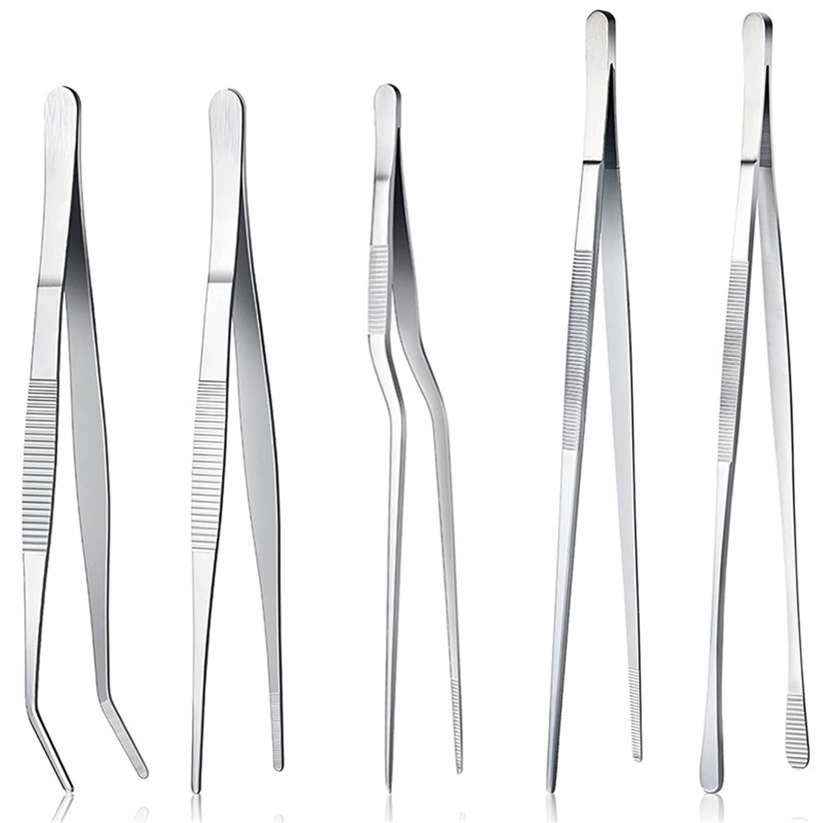 Pinzette Küche 5-teiliges Pinzetten-Set aus Edelstahl for Lebensmittel, Kochzangen, Pinzetten for Grillen, Backen, Salat, Steak, Buffet – Küchenwerkzeuge