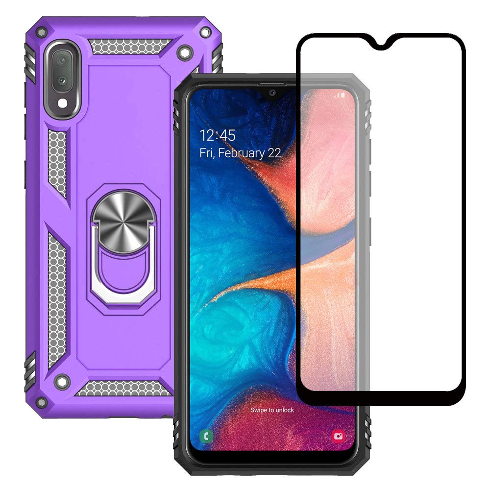 for Samsung A10E Case, Galaxy A10E Case with Screen Protector,Military Grade Protective Cases with Ring for Samsung Galaxy A10E(Purple)