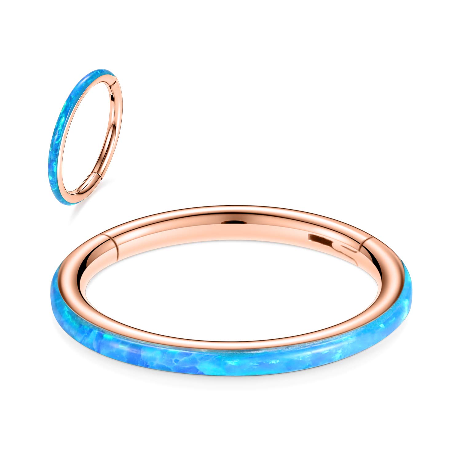 hengkaixuan CZ/Opal Nose Rings Conch Jewellery Septum Clicker 316L Surgical Steel Segment Ring Helix Cartilage Earrings Hoop Daith Tragus Rook Piercing Jewellery — view 91