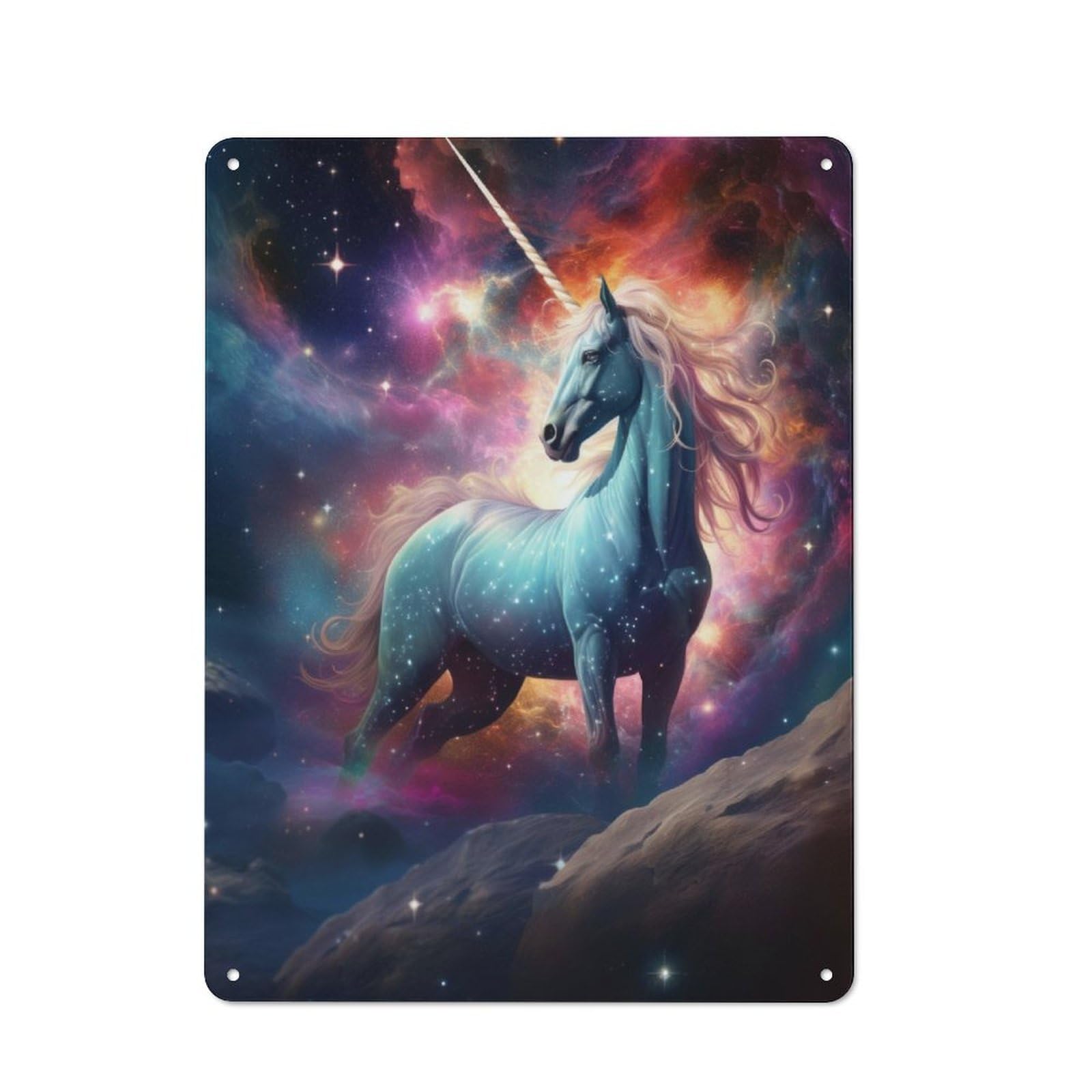 Junmoney Space Unicorn Metal Wall Sign 40X30cm Featuring For Café Or Restaurant, For Vintage Wall Decor Fans, For Metal Sign Collectors