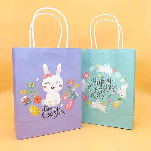 Miniatura 5 de 20 bolsas de regalo para el día de Pascua con asas, bolsas grandes de regalo, bolsas de cartón reciclado para niños, escuela, aula, fiesta,