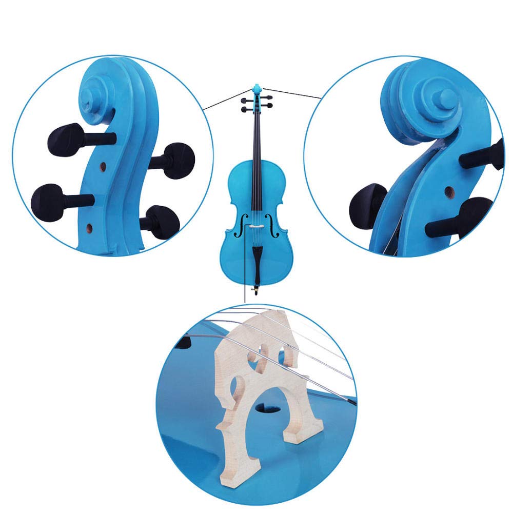 4/4 violonchelo azul práctica para principiantes violonchelo de madera sólida instrumento de cuerda