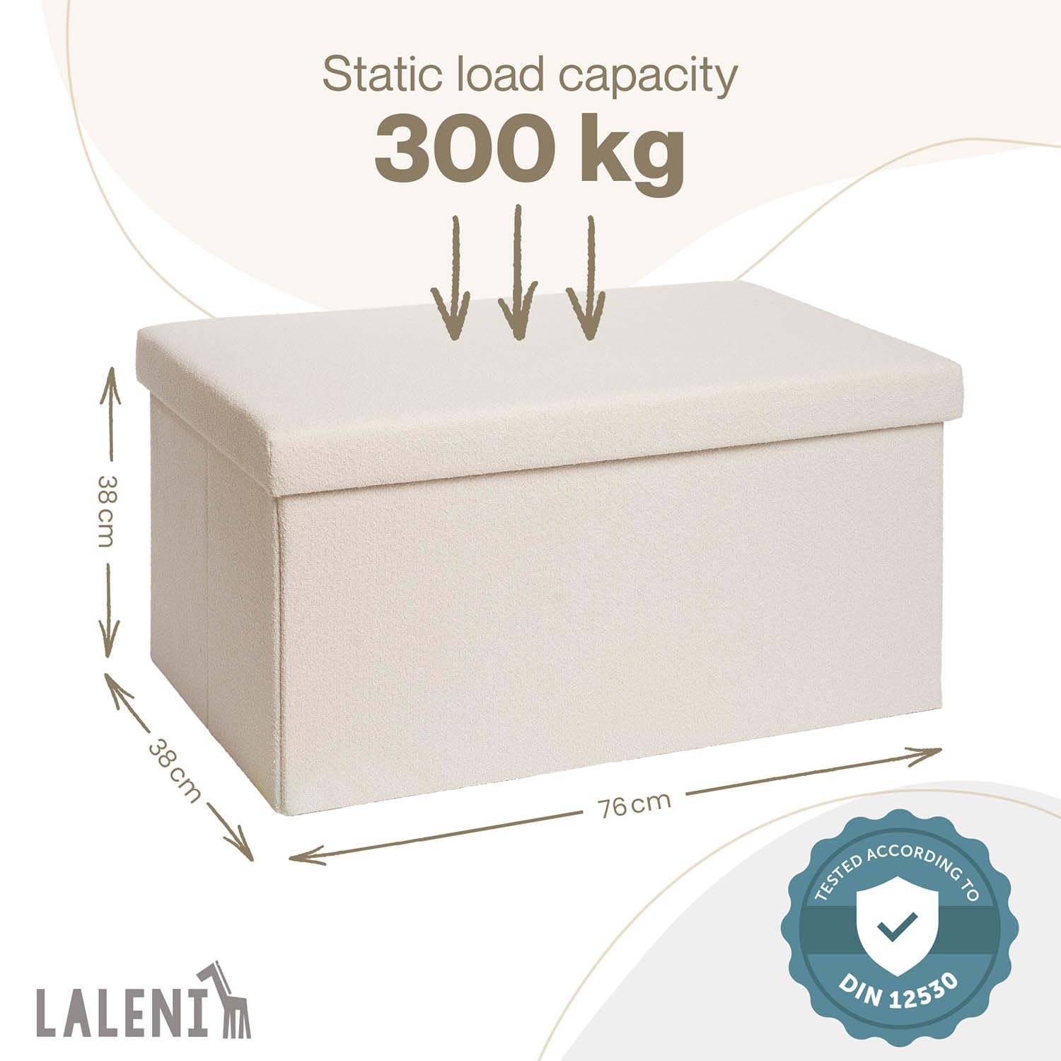 Laleni Coffre de Rangement Solide - Pouf Coffre Rangementt 76x38x38 cm - Banc Coffre Rangementt - Tabouret Rangementt - Storage Ottoman Teddy - Coffre Rangementt pour Enfants en Teddy Beige