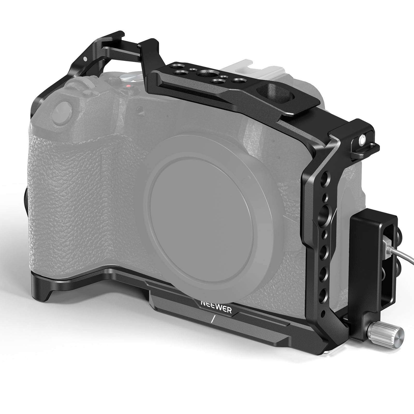 NEEWER EOS R8 Cage Camera Cage with HDMI Cable Clamp, NATO Rail, Arca Quick Release Base, Rotate-Proof Screws, Aluminium Video Rig, Compatible with Canon R8 DJI RS 2 RSC 2 RS 3 Pro, CA039