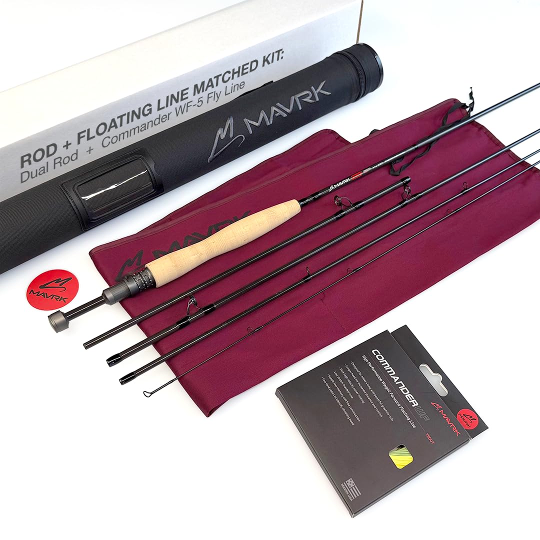 Mavrk USA Dual I Fly Fishing Combo - Convertible 9'/10'2" Euro Nymph Rod & Commander WF-5 Floating Line - Premium Trout Fly Rod and Line Setup for Dry Fly, Indicator, and Streamer Fishing