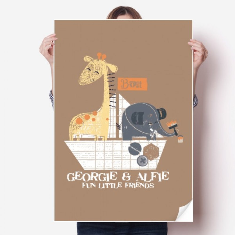 Autocollant de mur animaux girafe pour décorer une chambre d'enfant multicolore 80x55cm