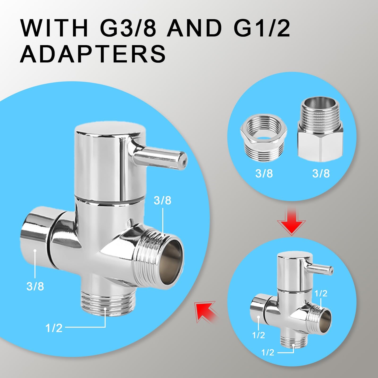 Bidet Handbrause Set, Edelstahl Handbrause Toilette, wc Dusche mit G1/2" Ventil und Eine G3/8" für WC Persönliche Hygiene