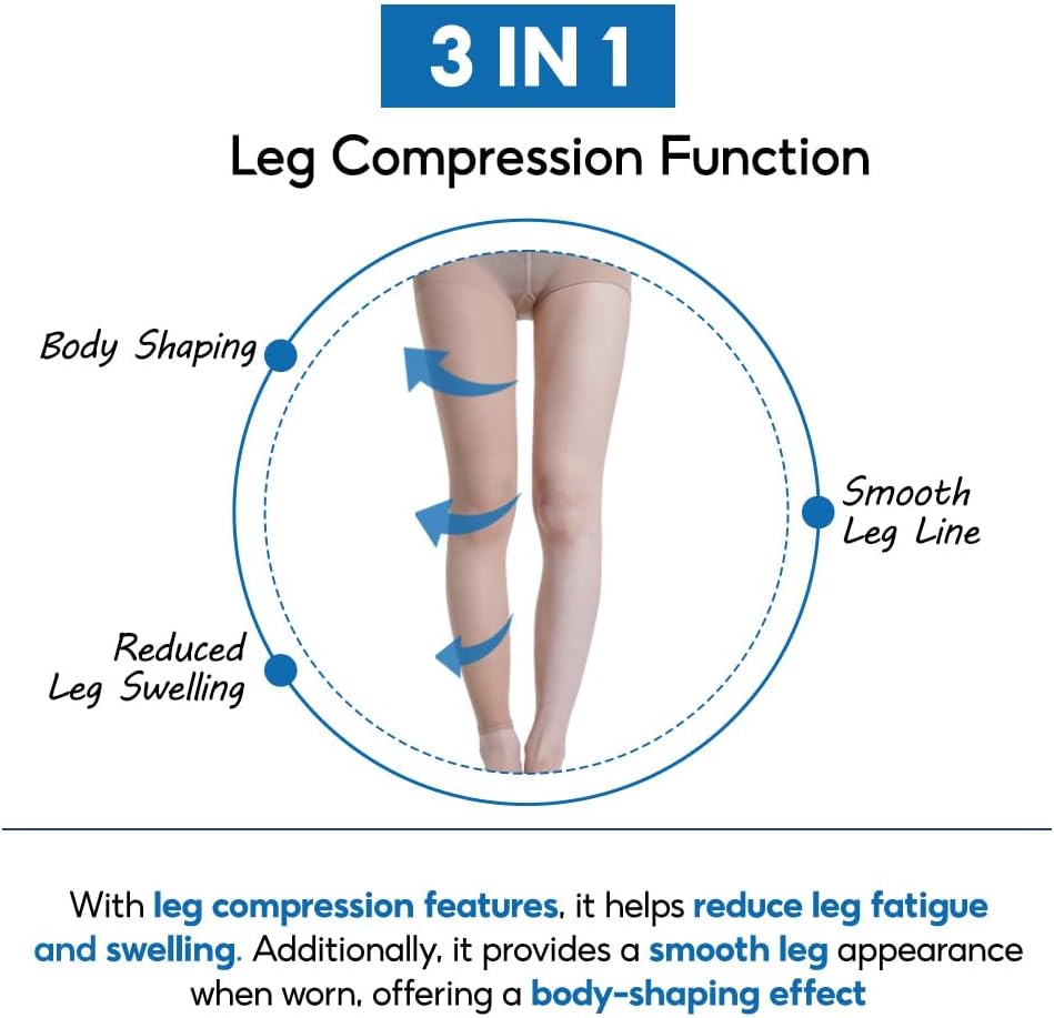 30D Sheer Compression Tights for Women - Run-Resistant, Cooling, UV Protection Pantyhose