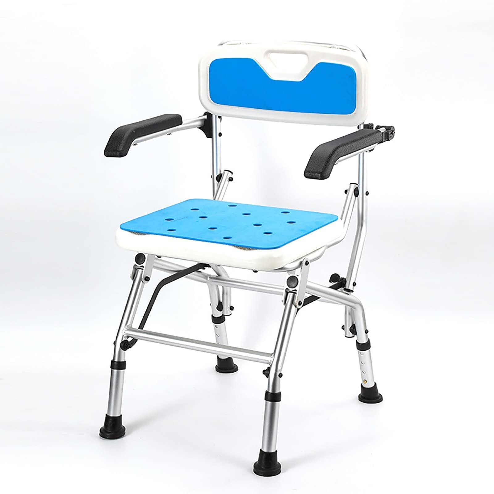 Klappbarer Duschstuhl Höhenverstellbar – Mit Armlehnen, 3D-Sitz, Bis 150 Kg, Für Senioren, Schwangere & Behinderte