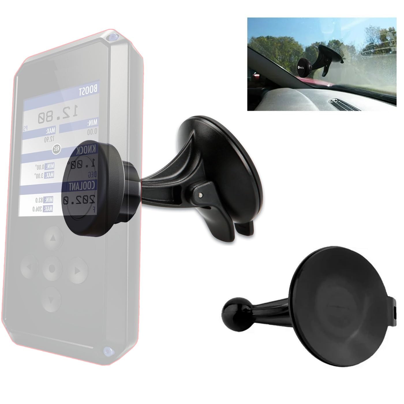 Enhanced Strong Car Windshield Suction Cup Mount w/N60 Magnetic Cradle Holder Compatible with Bully Dog BDX/SCT BDX Pop Auto Engine Tuner Programmer (Also Compatible w/Smartphone)