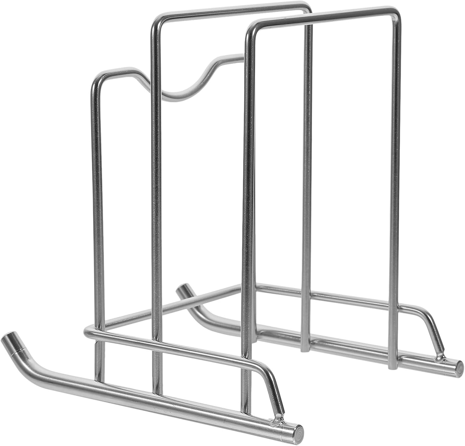 Pot Lid Organizer and Cutting Board Rack Kitchen Storage Tool with Lid Draining Shelf for Cabinet and Countertop Organization