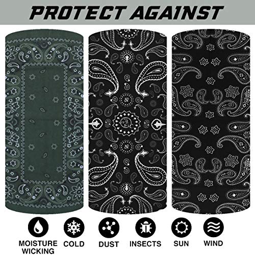 6 Stück Nahtlose Bandanas Multifunktionstuch Schal - Elastiche Multifunktion Stirnband Gaiter Balaclava Gesichtsmaske Kopfbedeckung UV Residenz für Yoga Laufen Wandern Radfahren Motorradfahren