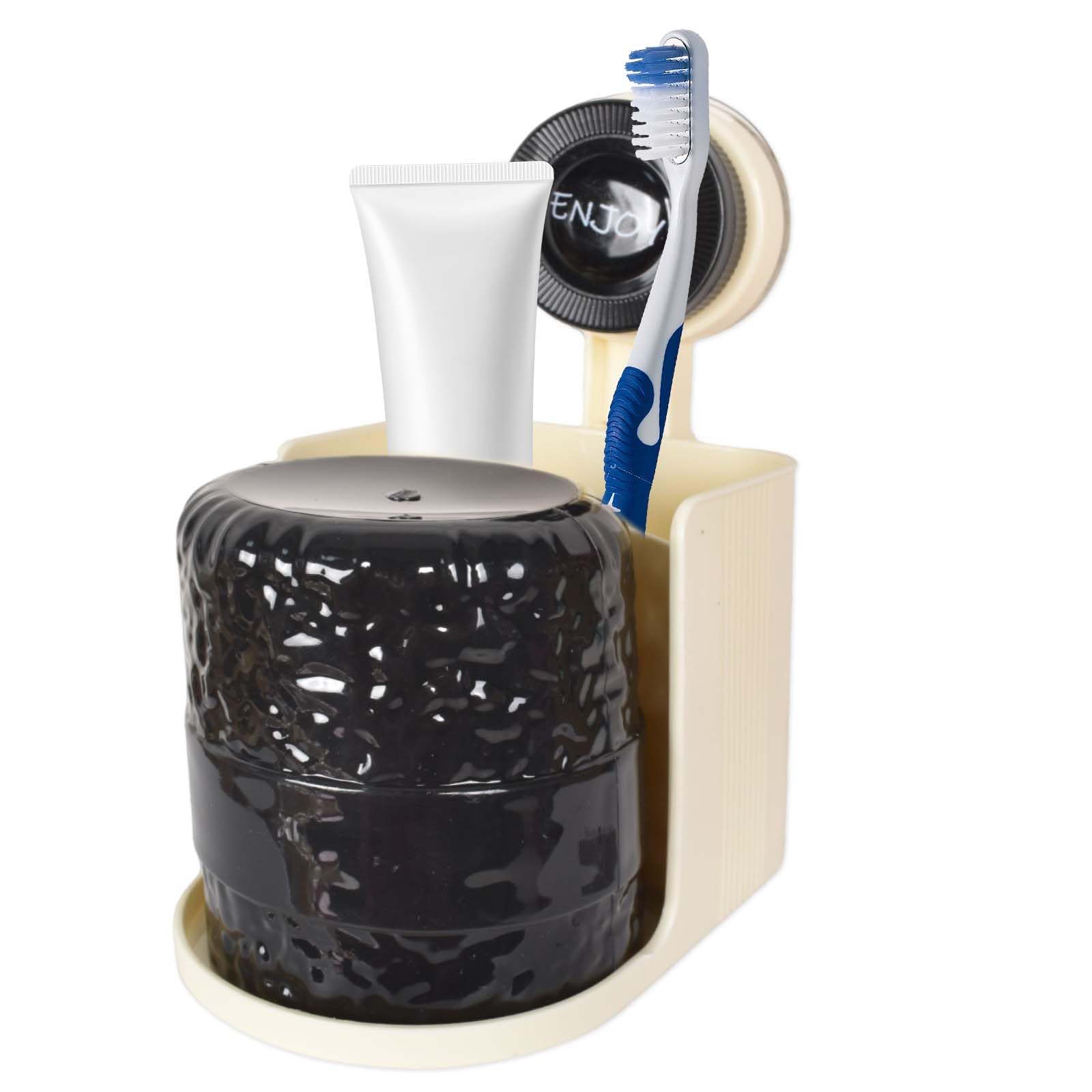 Toothbrush Holder with Suction Cup, Toothbrush Holder Wall Mounted, Removable Electric Toothbrush Holders Multifunctional Bathroom Organiser (Black)