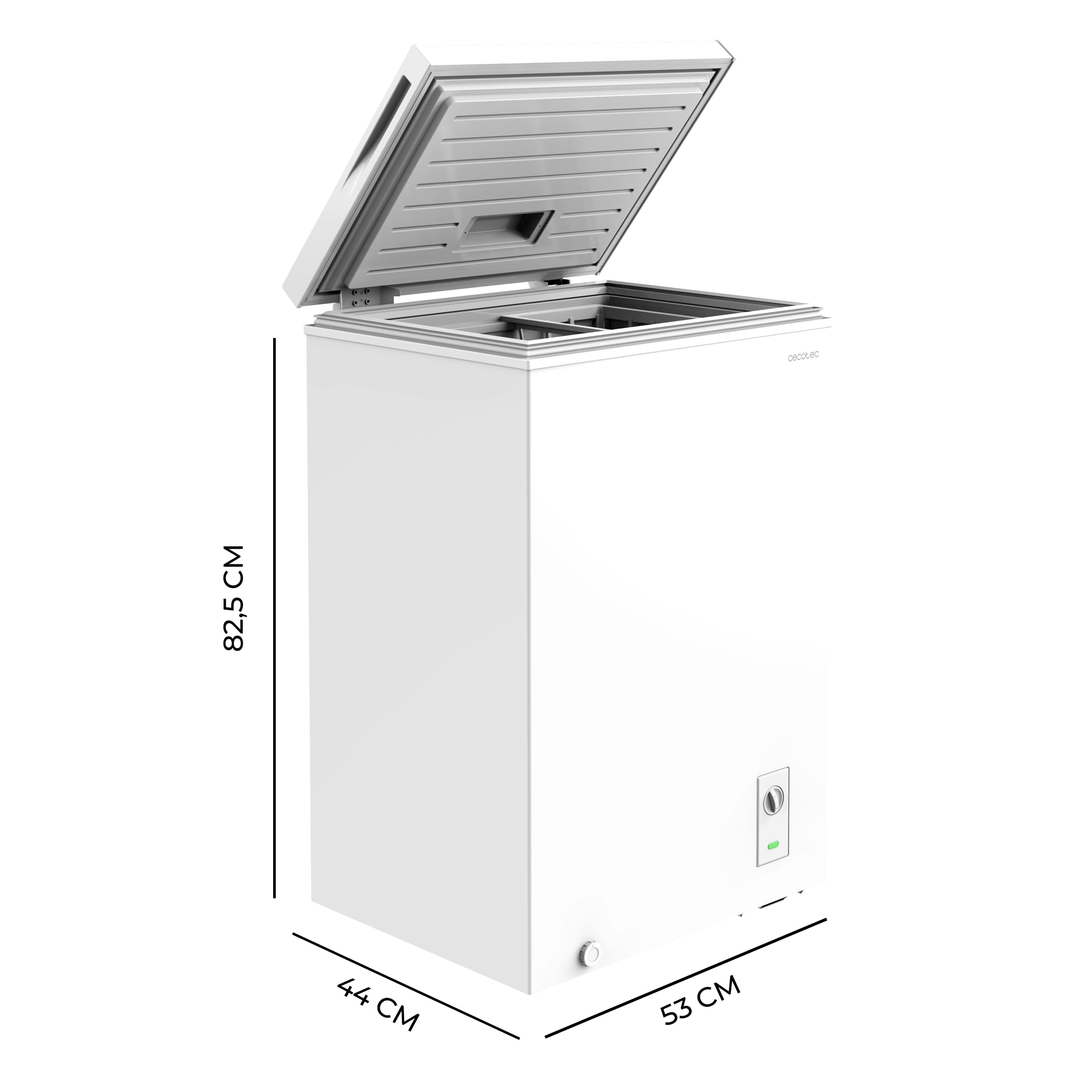 Cecotec Congelador Arcón Bolero CoolMarket Chest 78 White E. 78 Litros de Capacidad, Control Mecánico, Termostato Ajustable, Cesta Organizadora, Descongelación Manual, Clase Energética E