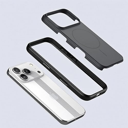 Miniatura 4 de Casechics Funda magnética esmerilada de doble color suave al tacto para iPhone, compatible con carga inalámbrica MagSafe (blanco, iPhone 17 Pro)
