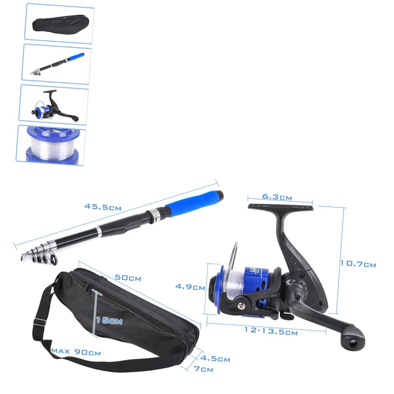 BESPORTBLE 1set Canna da Pesca Portatile Kit Completo di Attrezzatura per Pesca Leggero e Pratico per attività Outdoor per Principianti