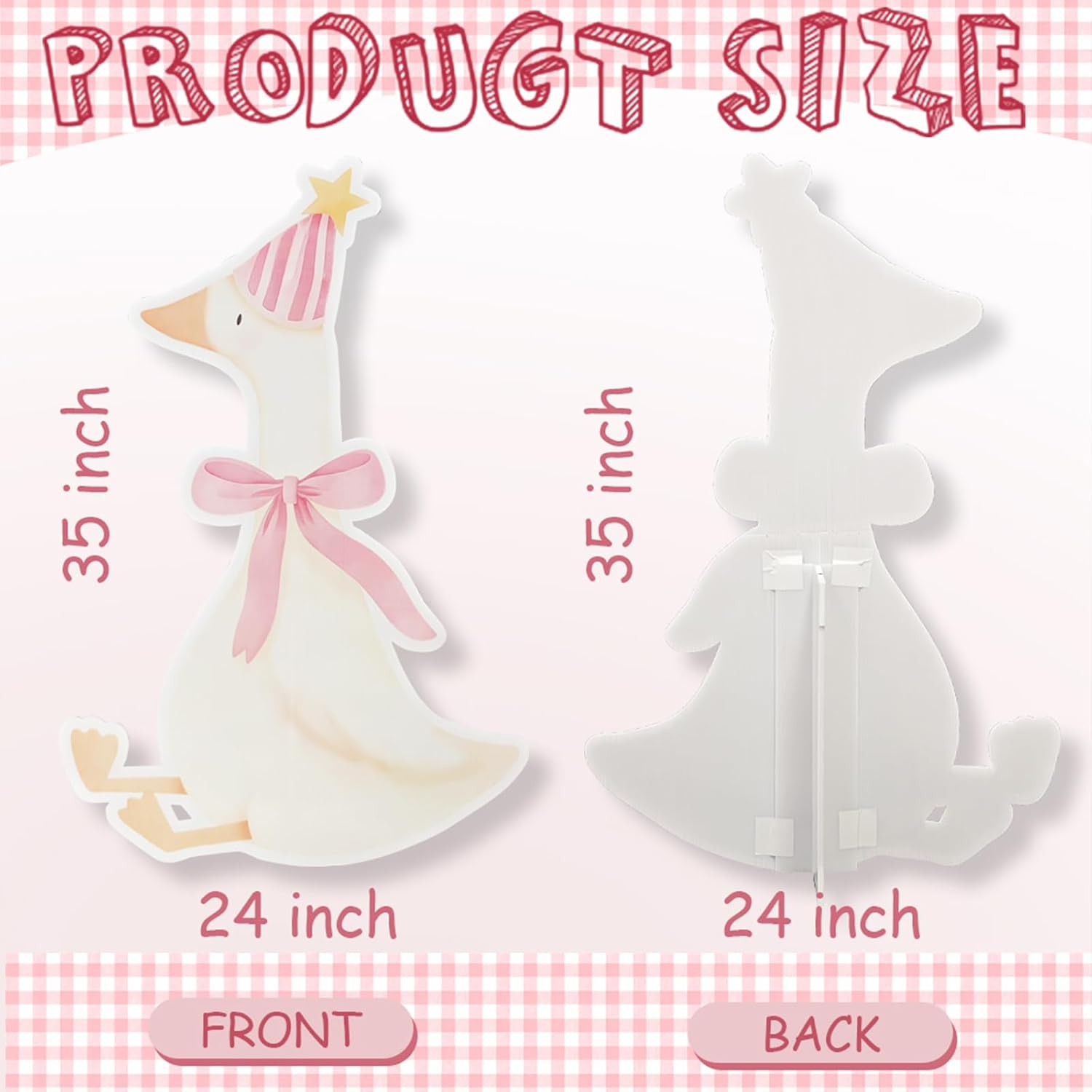 One Silly Goose Birthday Decorations Life Size Cardboard Cutout 35 x 24 Inch, Silly Goose Backdrop Stand Up for 1st Birthday Party, Baby Shower & Duck Farm Animal Birthday Photo Prop (Rose Pink)