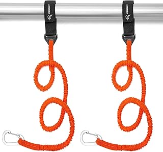 MOPHOEXII Kayak Paddle Leash Kayak Rod Leash Kayak Paddle Lanyard Stretchable Coiled Lanyard Leash Kayak Fishing Accessories for Kayak and Paddles(Orange -2 Pack)