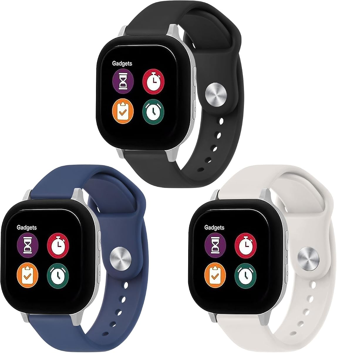 Vancle Paquete de 3 bandas de silicona compatibles con Gabb Watch 3e 3 2 1/Gizmo Watch 3 2 1, Cosmo JrTrack 5/4/3/2 SE/2/JrTrack Band, correa de muñeca de silicona impermeable de 20 mm