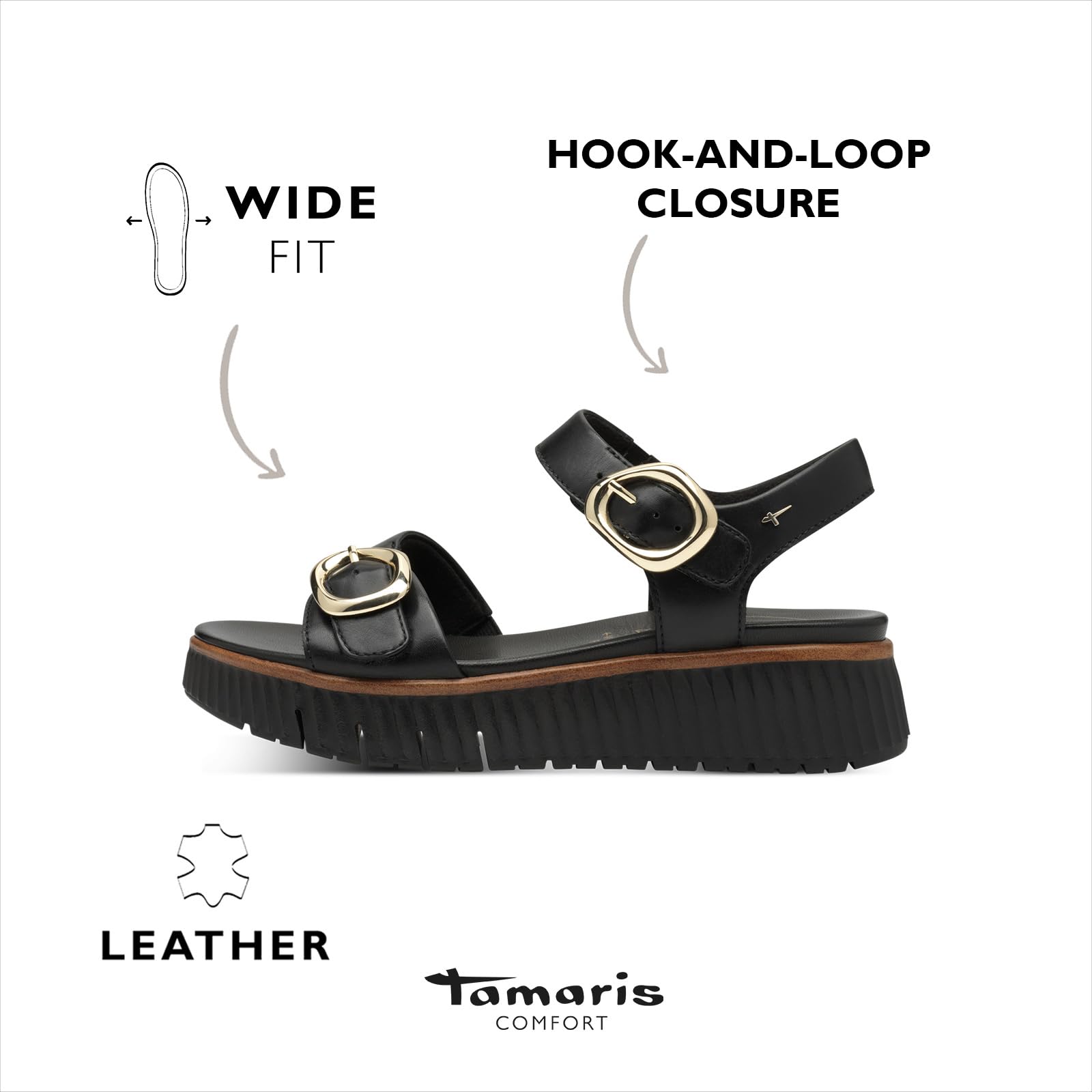 Tamaris Comfort Sandales Plates Femme Cuir Plateformes