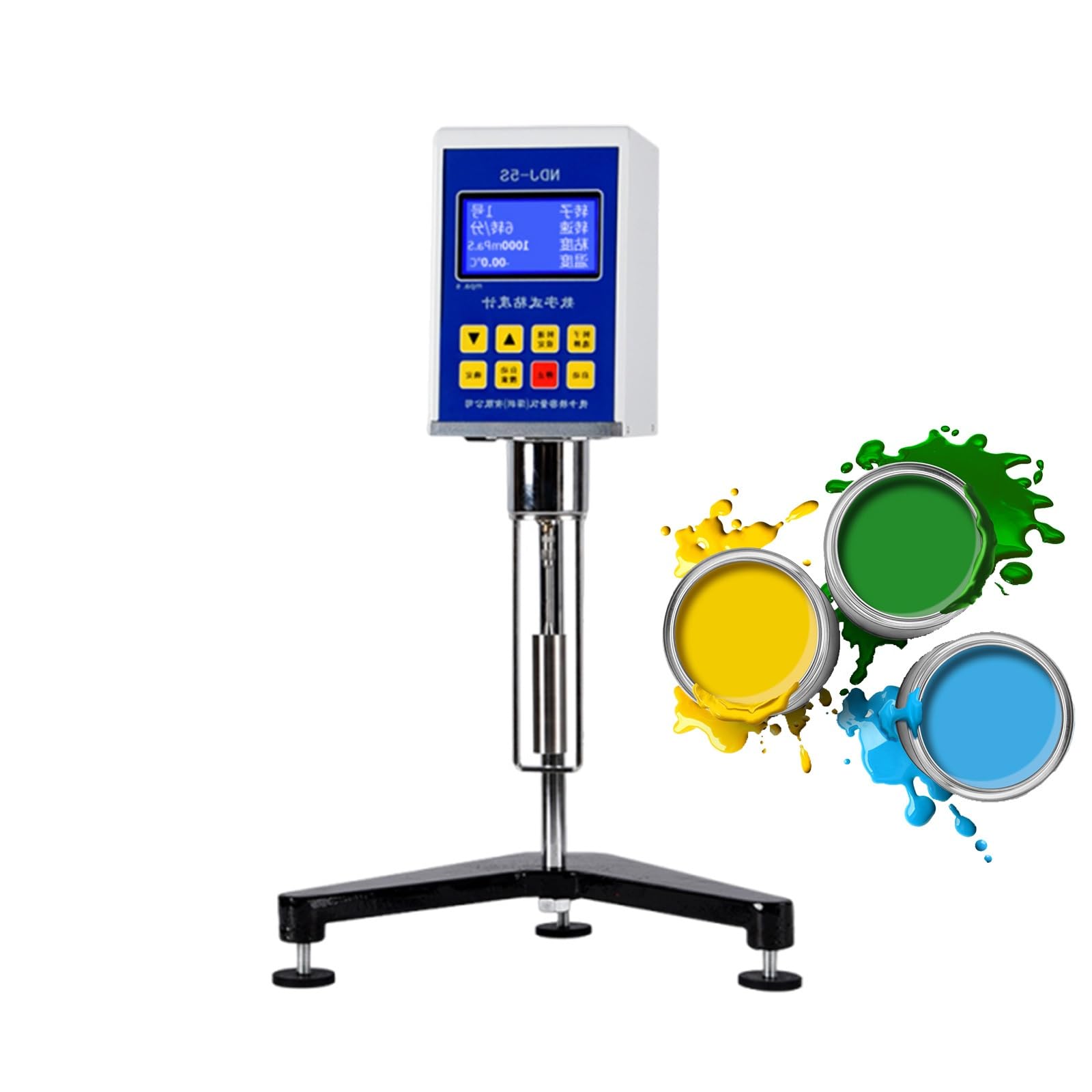 Viscosímetro digital giratorio de laboratorio, pantalla táctil LCD, ±3% de precisión, 4 rotores, velocidad variable 6-60 R/min para adhesivos y grasas