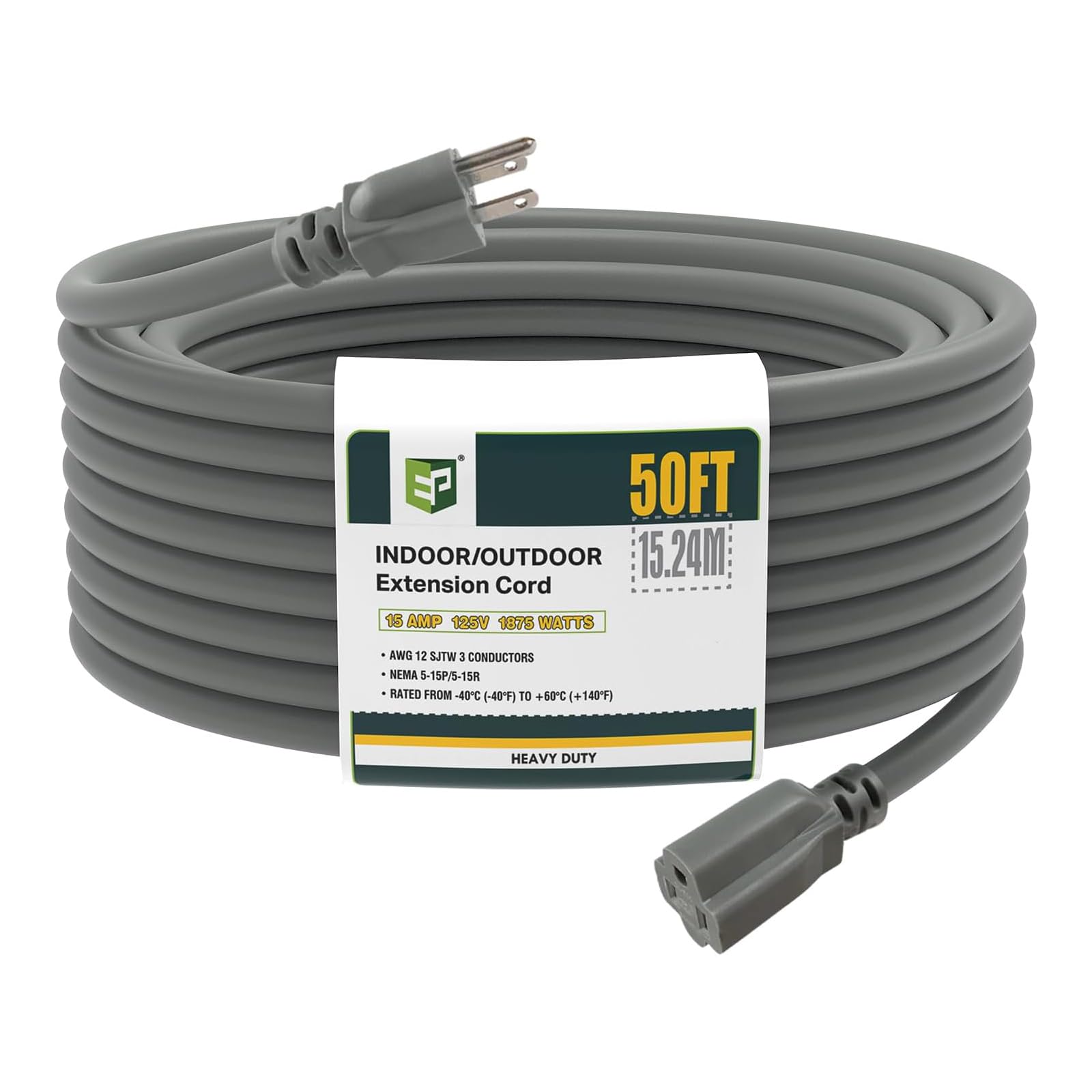 EP 50 Ft Outdoor Extension Cord, 12/3 SJTW Heavy Duty Extension