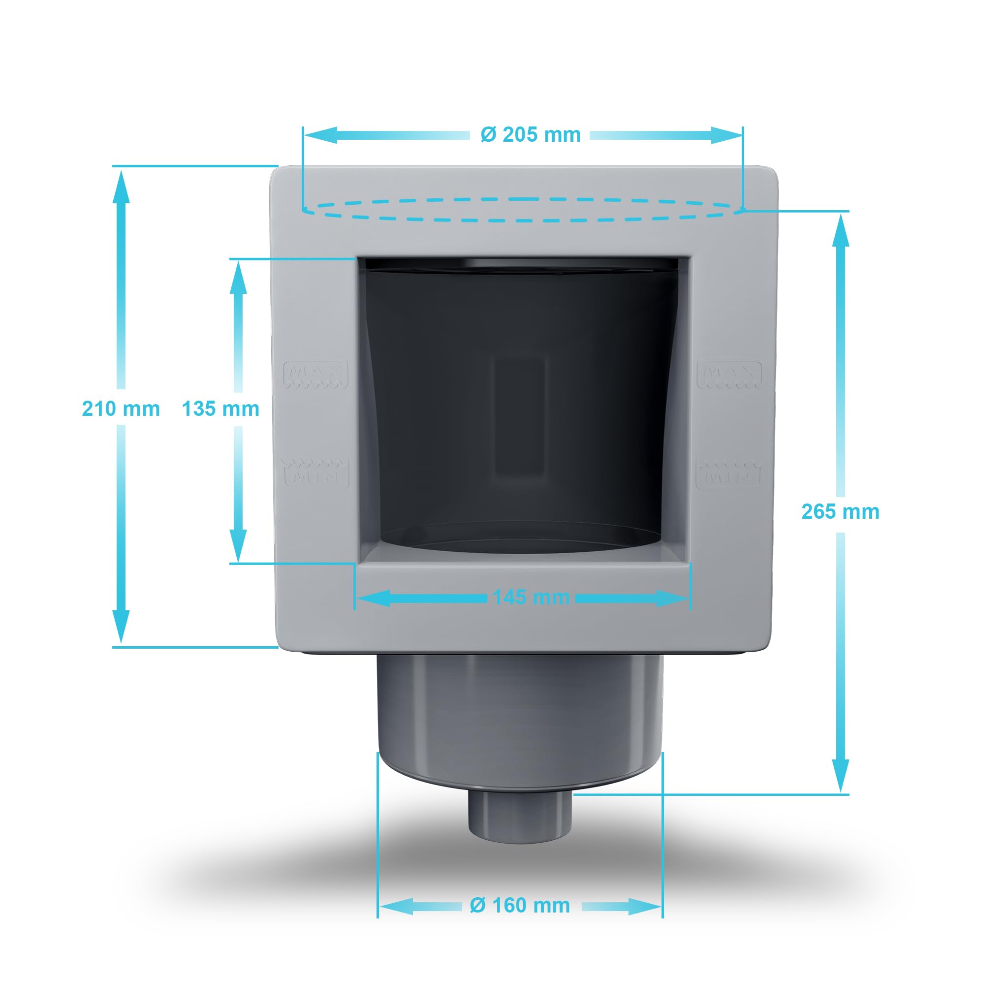 Skimmer Pool Set in Grau, Einbauskimmer inkl. Einlaufdüse & weiterem Zubehör, Komplettset für Stahlwandpools, Pool-Reinigungsset, Wasserpflege, Menge: 1 Stück