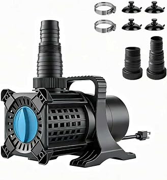 WaterRebirth Pond Pump, 5500GPH 325W Adjustable Flow Submersible Water Pump 18.7ft Max Lift, Copper Motor IPX8 Waterproof for Koi Pond, Waterfall, Fountain, Irrigation & Drainage