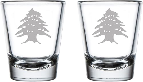 MIP Brand Juego de 2 vasos de chupito de 1.75 onzas, árbol de cedro Líbano libanés