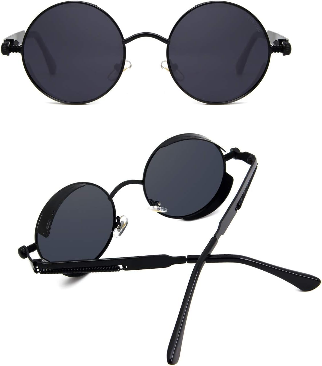 RONSOU Steampunk Style Round Vintage Polarized Sunglasses Retro Eyewear UV400 Protection Matel Frame - Image 3