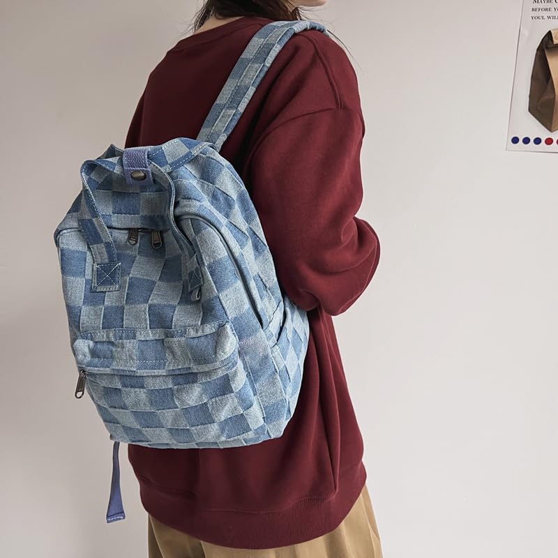 Image of MaxxCloud Vintage Denim Laptop Backpack Casual Canvas Daypack Handbag Purse Lightweight Rucksack Shoulder Bag