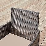 SONGMICS Patio Furniture Set, Outdoor PE Rattan Conversation Sets, Outdoor Table and 2 Chairs, Loveseat, Patio Garden Furniture, for Balcony Deck, Brown and Beige UGGF004KZ02 | Outdoor Table and 2 Chairs, Loveseat, Patio Garden Furniture, for Balcony