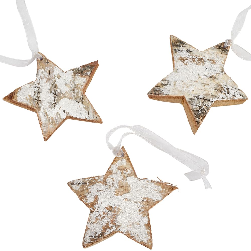 GORGECRAFT 3pz Decorazioni Natalizie In Legno Stella di Legno Ornamenti Da Appendere Albero Da Parete Festivo Festivo A Forma di Stella Accenti Decor per Festa di Natale Matrimoni Stagionale