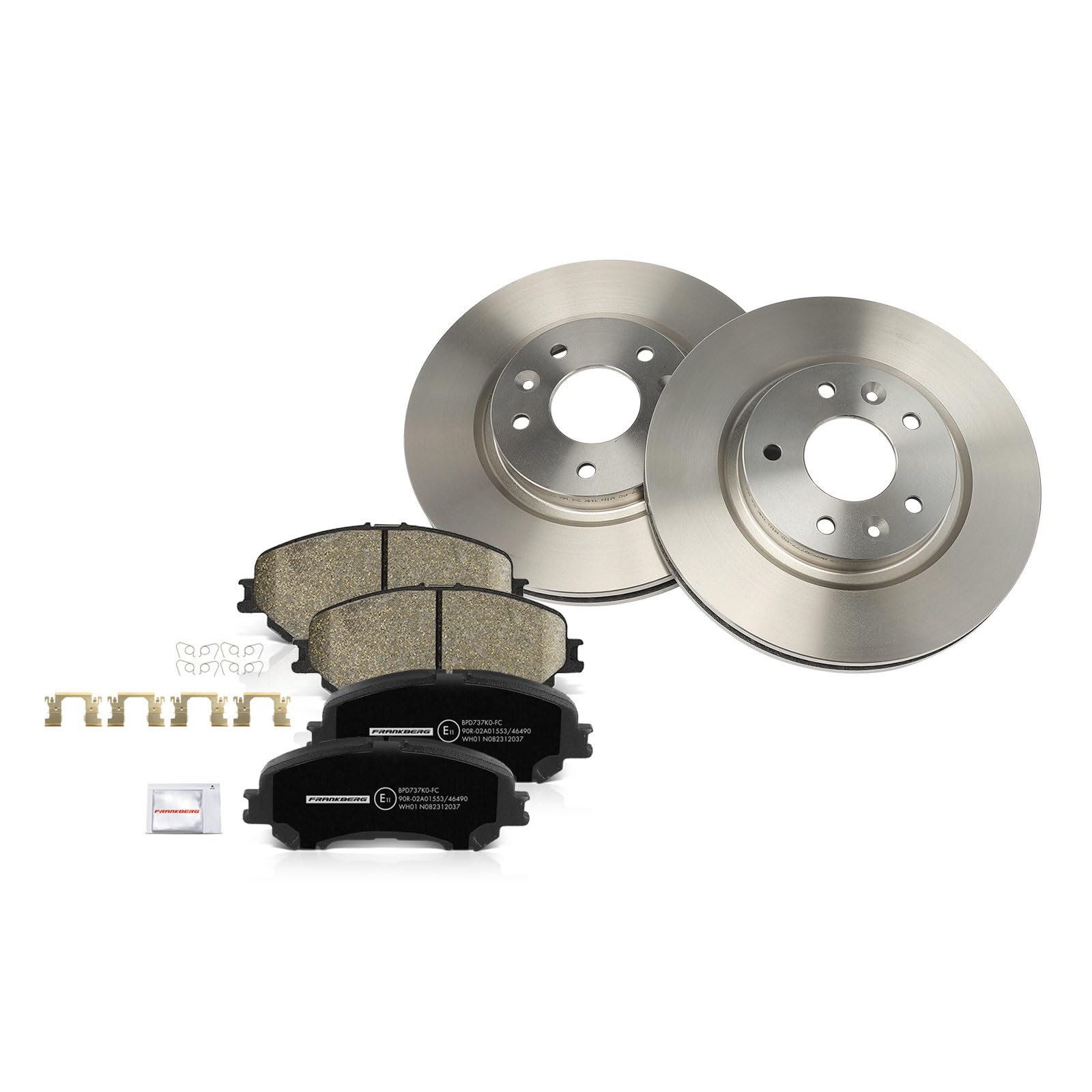 Frankberg 2 discos de freno + 4 pastillas de freno | 410604EA0A, 402064EA0A; Compatible con: SUV Qashqai II J11 J11