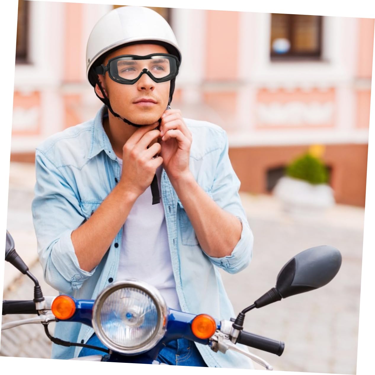 Cabilock Occhiali da Moto Retro Neri in Tpe PC Leggeri e Portatili per Protezione Occhi Durante Ciclismo e Uso Esterno