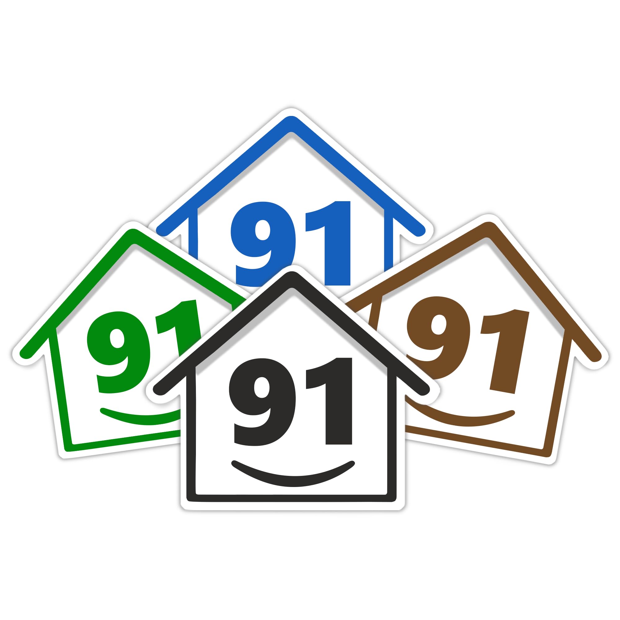 4 x Bin Numbers for Wheelie Bins, 1-99, 15cm ‘Happy House’ Colour Design Dustbin Stickers, Easy Application Stick On Number Stickers - Weatherproof Self Adhesive Vinyl – Blue, Black, Green, Brown (25) — view 17