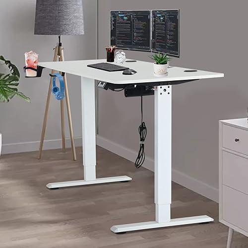 Miniatura 8 de HKLGorg Escritorio eléctrico de pie de 55 pulgadas, escritorio de pie ajustable en altura ajustable, escritorio para computadora en casa, oficina,