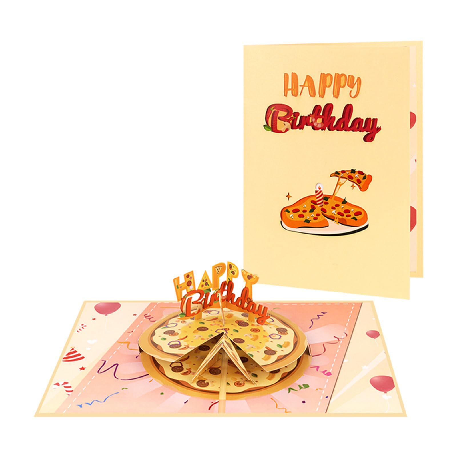 NVOQILIN Individualized Pizza Burst Up Greeting Card Hand Incised Plan Green Celebration Present Stereoscopic Burst Up Pizza Birthday Card