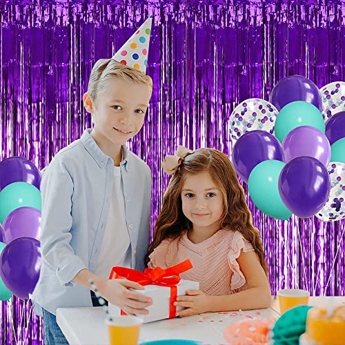 Image of TONIFUL 3Pcs Purple Door Streamers,Purple Photo Booth Backdrop,Metallic Streamers Foil Fringe Curtains for Halloween Birthday,Christmas,New Year,St. Patrick's Day Party Decor(9.9ft x 6.6ft)