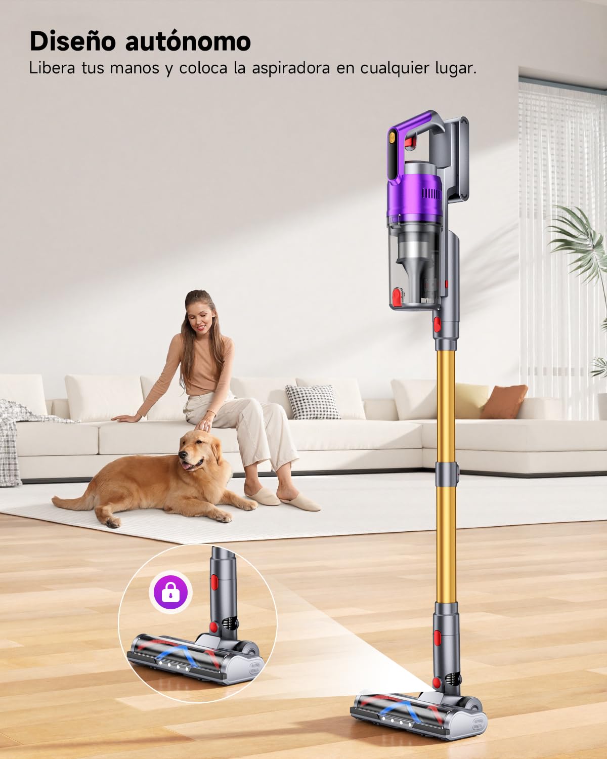 55KPa/680W Aspiradora sin Cable, aspiradora sin Cable Potente hasta 75 Mins, con Smart Screen y Cepillo Antienredos, Alfombra Pelo Mascota Suelo Sofá[Clase de eficiencia energética A+++]