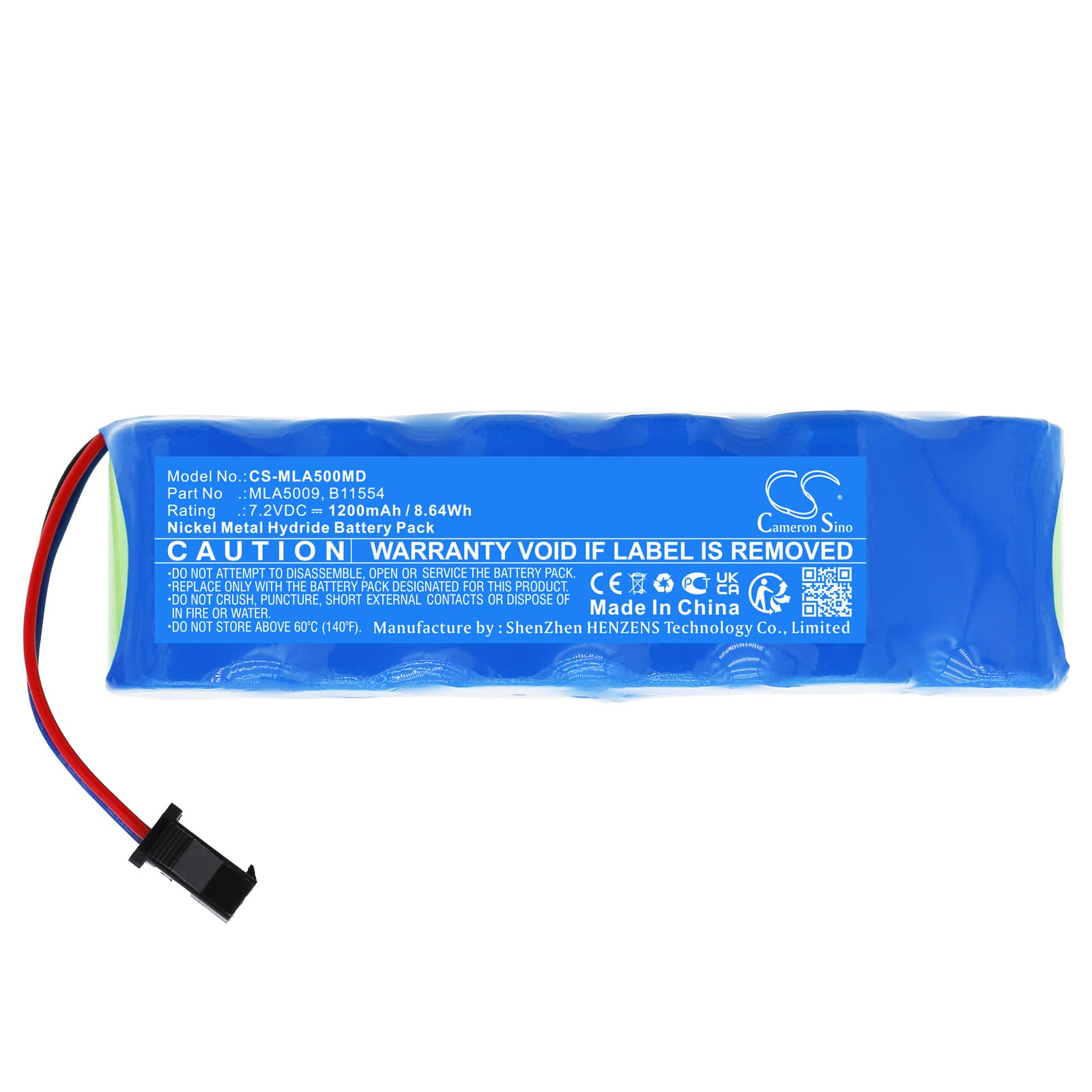 Cameron - Batteria Sino per Micro Medical MicroLab 2002 Spirometro PN: Micro Medical B11554, MLA5009, 1200 mAh, 8,64 Wh