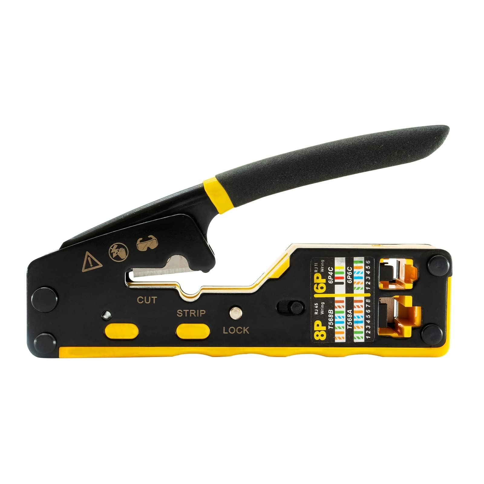 VDV226-110 Ratcheting Modular Data Cable Crimper/Wire Stripper/Wire Cutter for RJ11/RJ12 Standard, RJ45 Pass-Thru Connectors