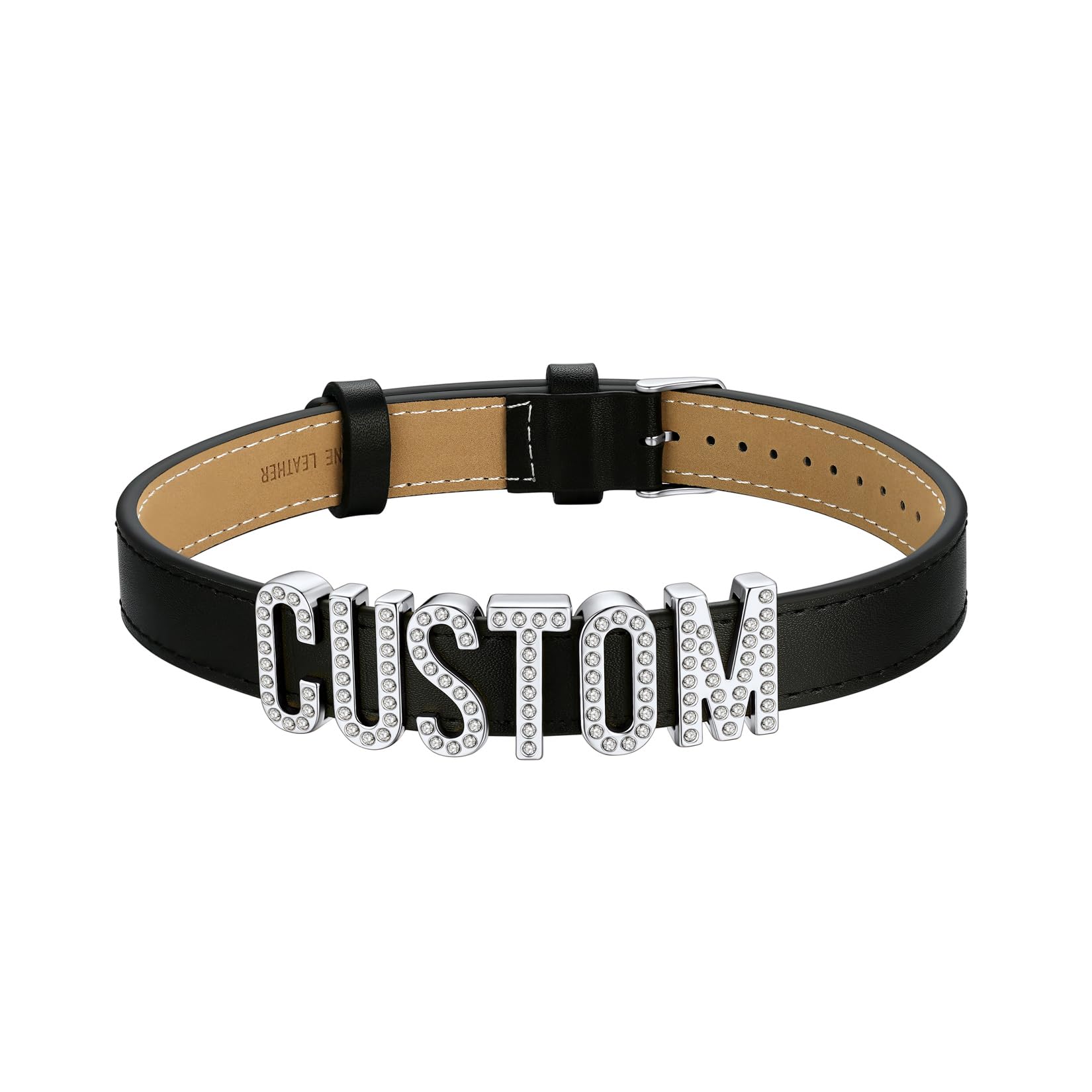 U7 Leder Choker Kette Damen Halskette Collier Halsband Personalisiert Name Lederkette mit Buchstaben/Zahlen/Zeichen Charm DIY Lederhalsband Necklace Modeschmuck für Frauen Mädchen