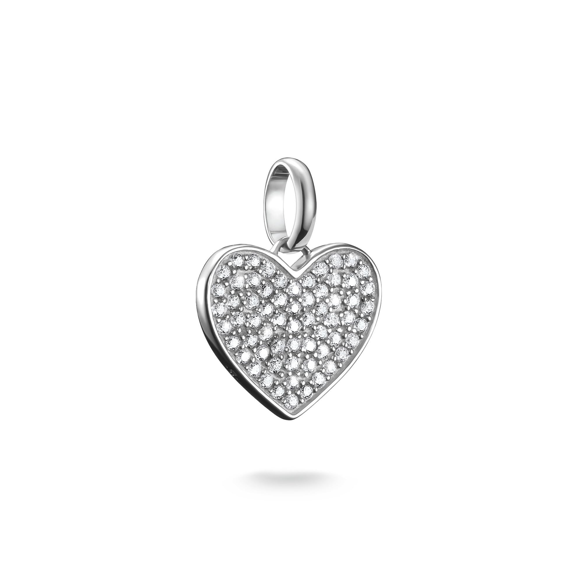 Thomas Sabo Connect Charm Pendant Pav� Heart 925 Sterling Silver Cc1277-051-14