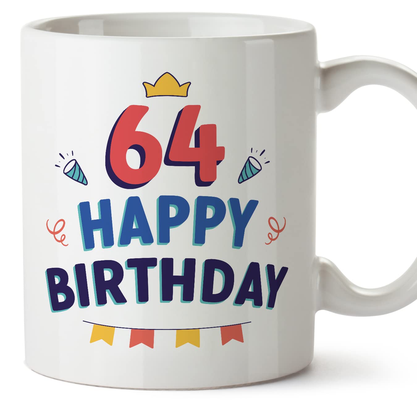 MUGFFINS 64 Birthday Mug - in English - Happy Birthday! - Funny Anniversary Present - 11 oz