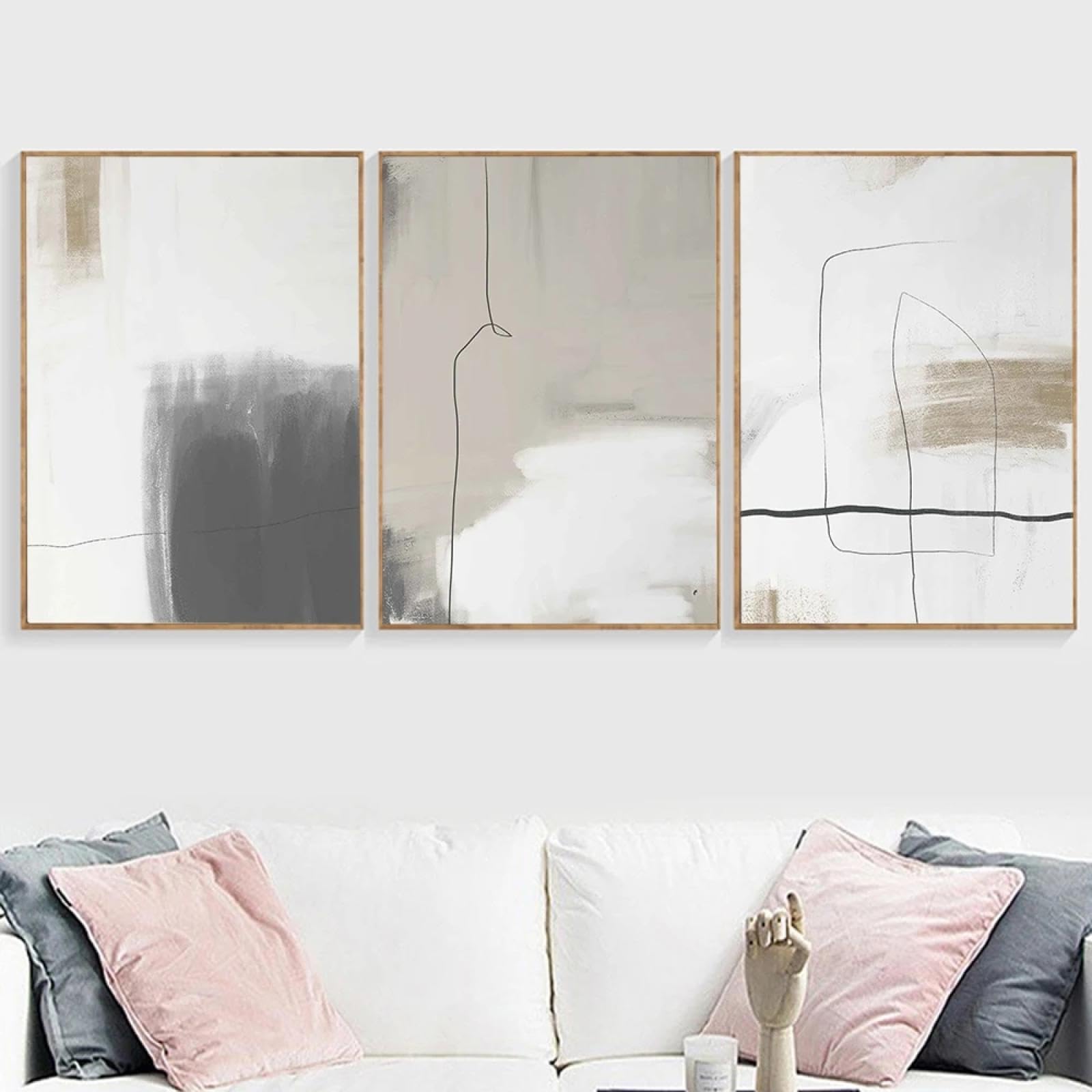 Rumlly Abstrakcyjny Prosty Neutralny Plakaty Galeria Sztuka Ścienna Obraz Na Płótnie Nordycki Nowoczesny Minimalistyczny Sztuka Linia Rysunek Obraz Dekoracja 80 x 120 cm x 3 Bez Ramki