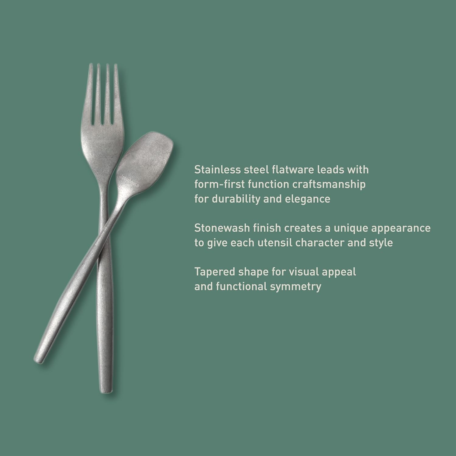 Bloomhouse - Two Time Oprah's Favorite Things Winner - 20 Piece Stone Washed Flatware 18/10 Stainless Steel Silverware Cutlery Utensil Set With Acacia Wood Caddy - Service for 4